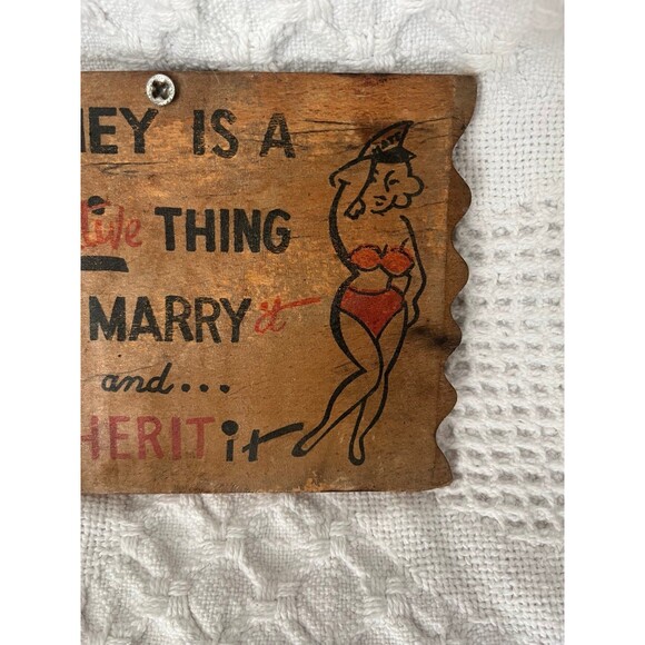 Vintage 50s Wooden Komic Kard Wall Art - Picture 3 of 5